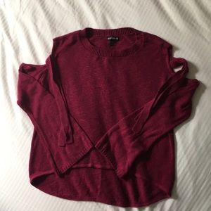 Express burgundy sweater with shoulder cutouts